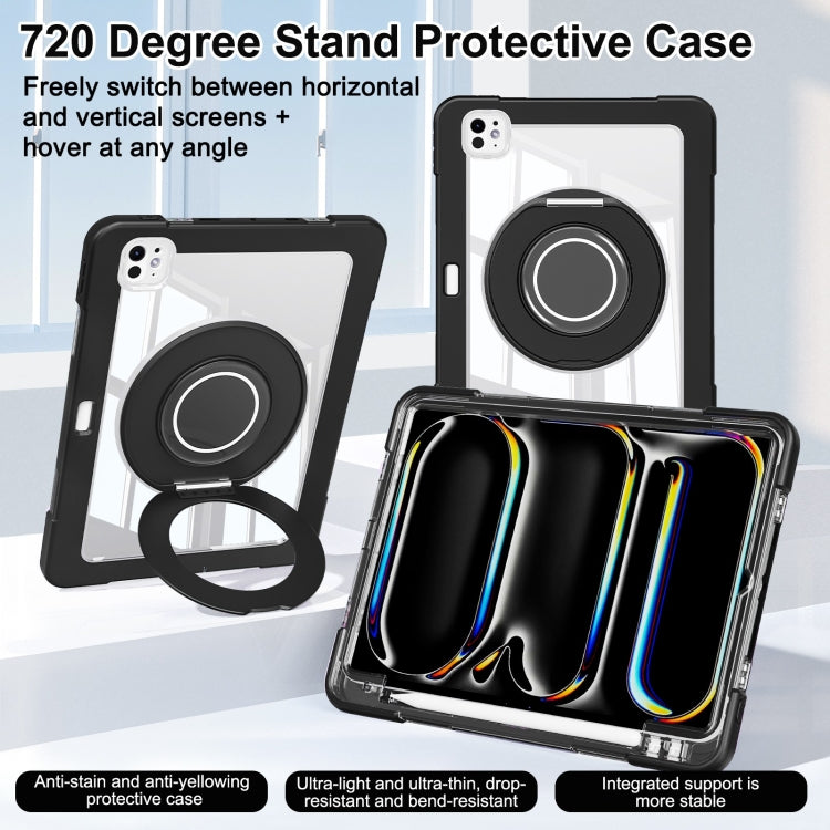For iPad Pro 11 2024 Crystal Armor PC Hybrid TPU Tablet Case with Pen Slot(Black)