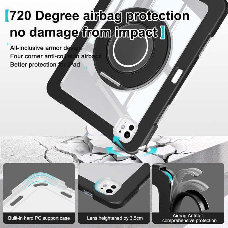 For iPad Pro 11 2024 Crystal Armor PC Hybrid TPU Tablet Case with Pen Slot(Black)