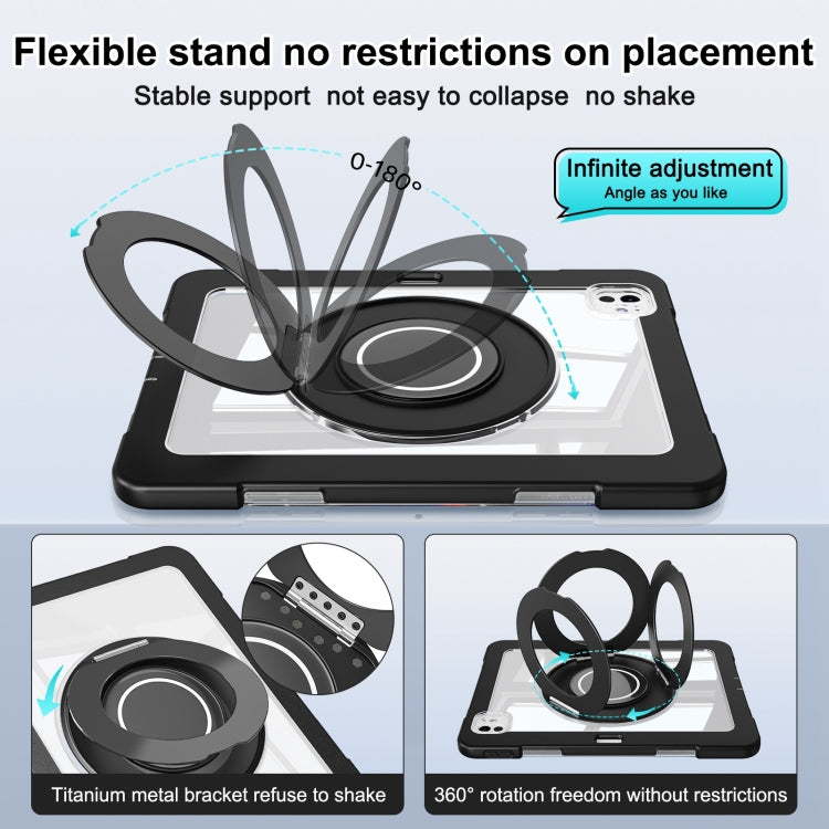 For iPad Pro 11 2024 Crystal Armor PC Hybrid TPU Tablet Case with Pen Slot(Black)