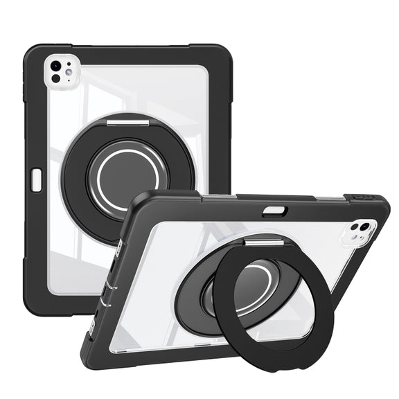For iPad Pro 11 2024 Crystal Armor PC Hybrid TPU Tablet Case with Pen Slot(Black)