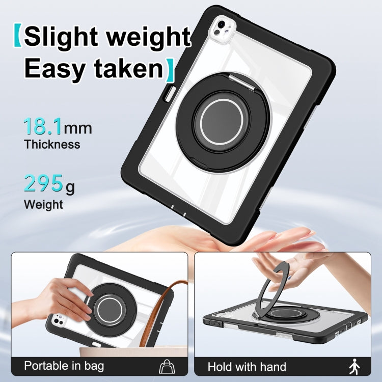 For iPad Pro 11 2024 Crystal Armor PC Hybrid TPU Tablet Case with Pen Slot(Black)