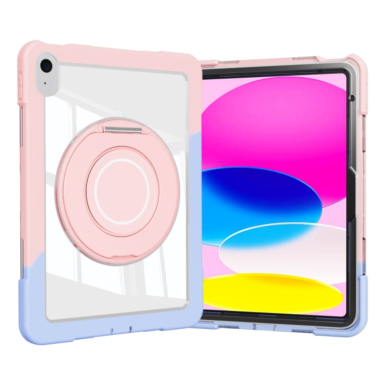 For iPad 10th Gen 10.9 2022 Crystal Armor PC Hybrid TPU Tablet Case(Blue Pink)