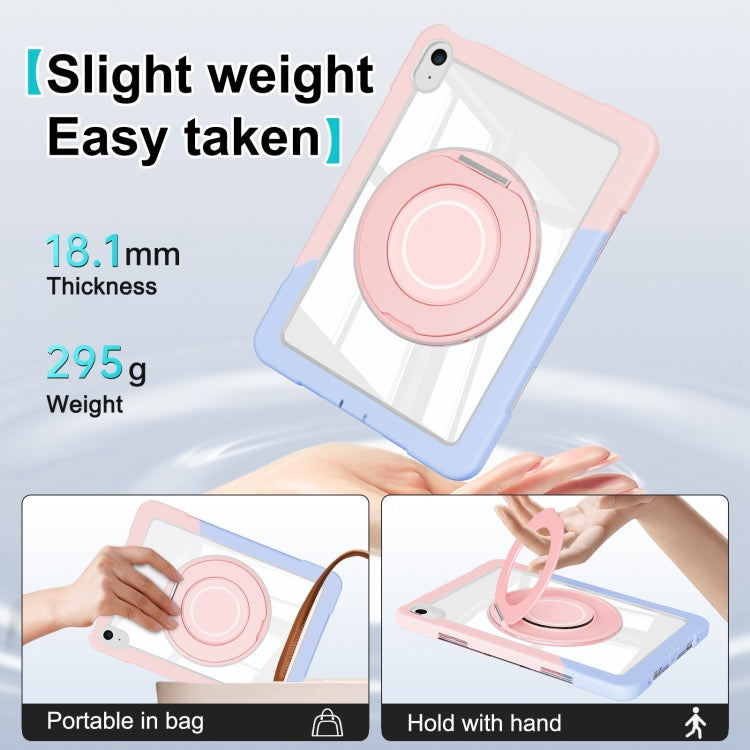 For iPad 10th Gen 10.9 2022 Crystal Armor PC Hybrid TPU Tablet Case(Blue Pink)