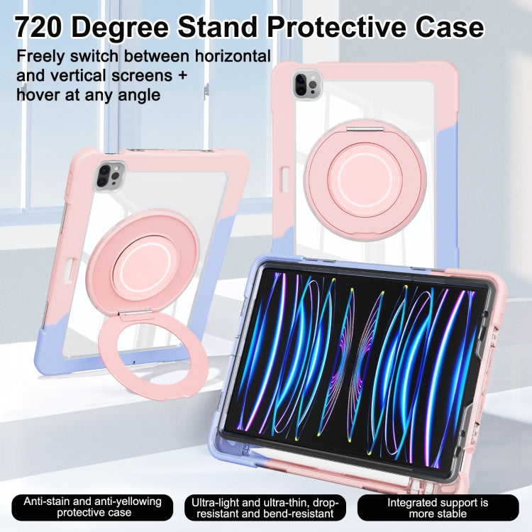 For iPad Pro 11 2022 / 2021 / 2020 Crystal Armor PC Hybrid TPU Tablet Case(Blue Pink)