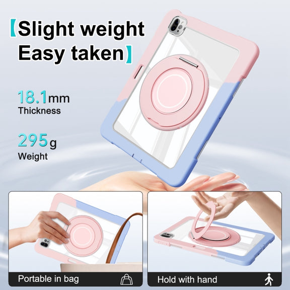For iPad Pro 11 2022 / 2021 / 2020 Crystal Armor PC Hybrid TPU Tablet Case(Blue Pink)