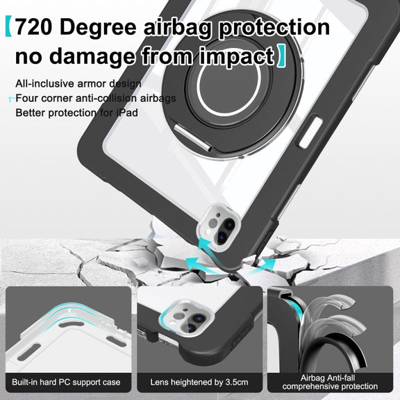 For iPad Pro 11 2022 / 2021 / 2020 Crystal Armor PC Hybrid TPU Tablet Case(Black)