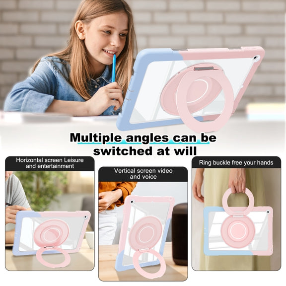 For iPad 10.2 2021 / 2020 / 2019 Crystal Armor PC Hybrid TPU Tablet Case(Blue Pink)