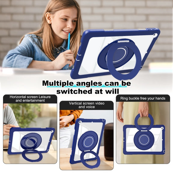 For iPad 10.2 2021 / 2020 / 2019 Crystal Armor PC Hybrid TPU Tablet Case(Dark Blue)