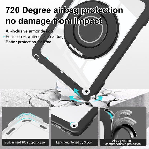 For iPad 10.2 2021 / 2020 / 2019 Crystal Armor PC Hybrid TPU Tablet Case(Black)