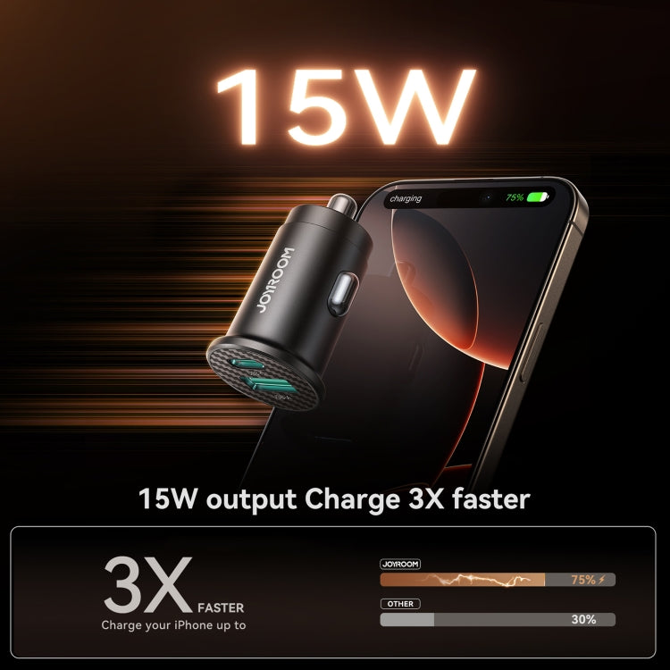 JOYROOM JR-CCN16 15W USB-A and USB-C Mini Car Charger(Black)