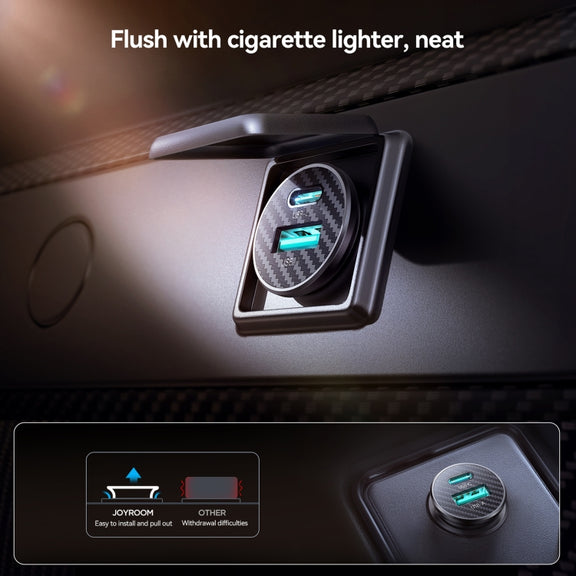 JOYROOM JR-CCN16 15W USB-A and USB-C Mini Car Charger(Black)