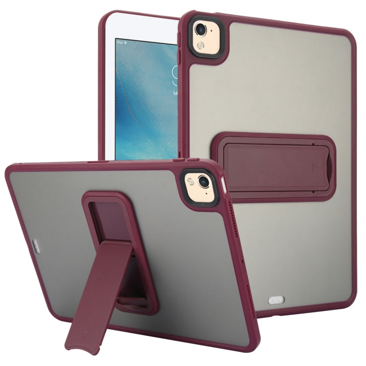 For iPad 4 / 3 / 2 9.7 inch Skin Feel Holder PC Hybrid TPU Tablet Case(Wine Red)