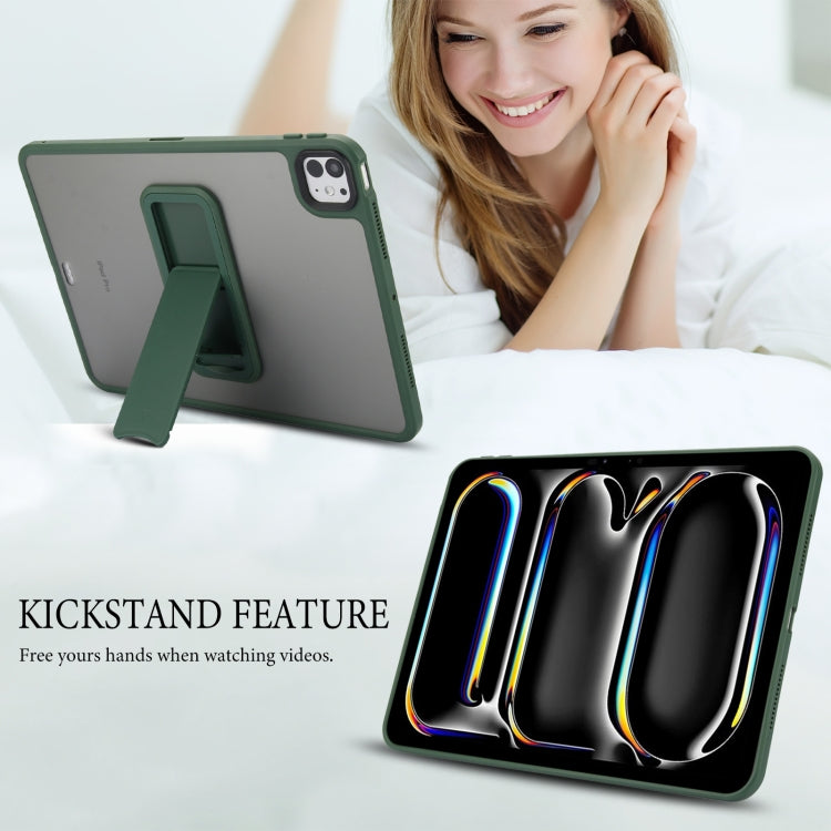 For iPad 9.7 inch 2018 / 2017 Skin Feel Holder PC Hybrid TPU Tablet Case(Dark Green)