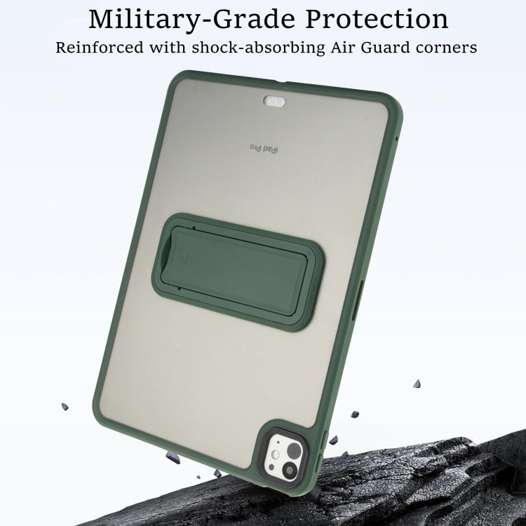 For iPad 10.2 2021 / 2020 / 2019 Skin Feel Holder PC Hybrid TPU Tablet Case(Dark Green)