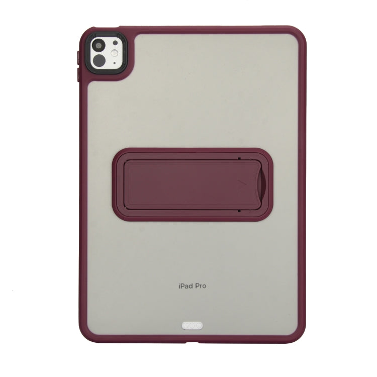 For iPad Air 2 9.7 Skin Feel Holder PC Hybrid TPU Tablet Case(Wine Red)