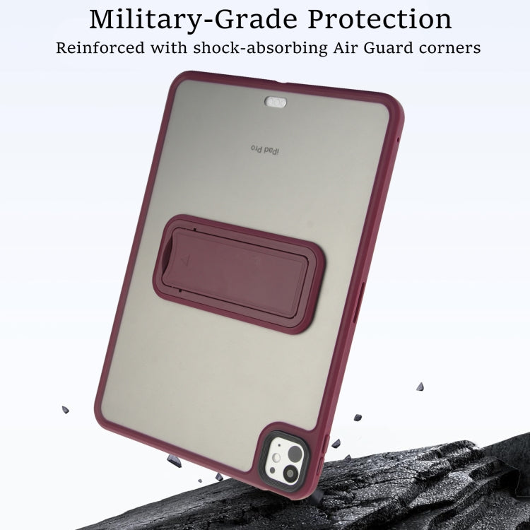 For iPad Air 2 9.7 Skin Feel Holder PC Hybrid TPU Tablet Case(Wine Red)