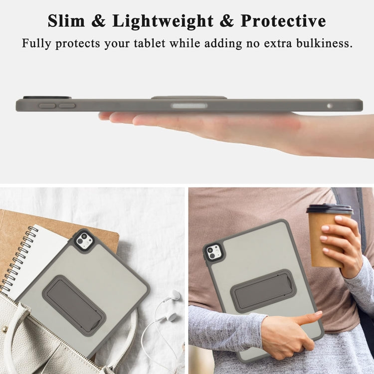 For iPad Air 2 9.7 Skin Feel Holder PC Hybrid TPU Tablet Case(Grey)