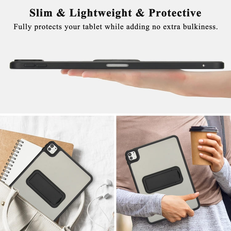 For iPad Pro 11 2018 Skin Feel Holder PC Hybrid TPU Tablet Case(Black)