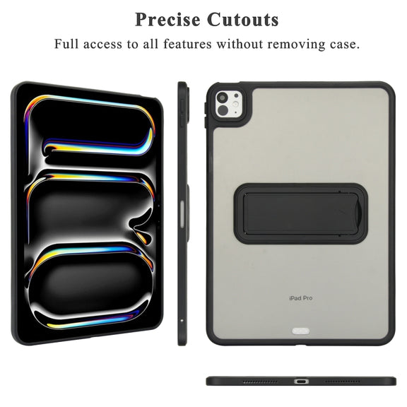For iPad Pro 11 2018 Skin Feel Holder PC Hybrid TPU Tablet Case(Black)