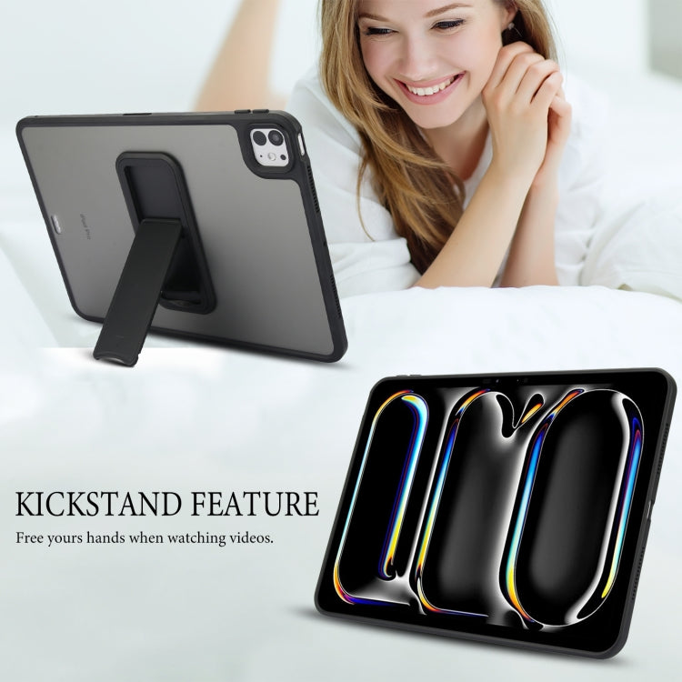 For iPad Pro 11 2018 Skin Feel Holder PC Hybrid TPU Tablet Case(Black)