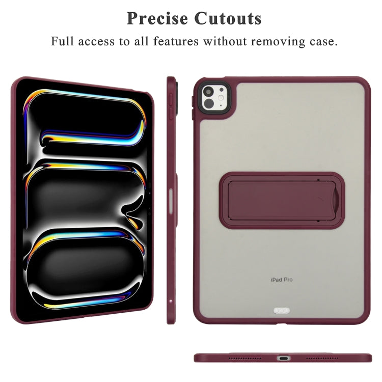 For iPad Pro 11 2018 Skin Feel Holder PC Hybrid TPU Tablet Case(Wine Red)