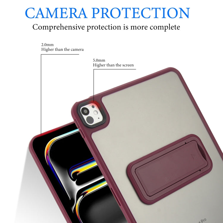 For iPad Pro 11 2018 Skin Feel Holder PC Hybrid TPU Tablet Case(Wine Red)
