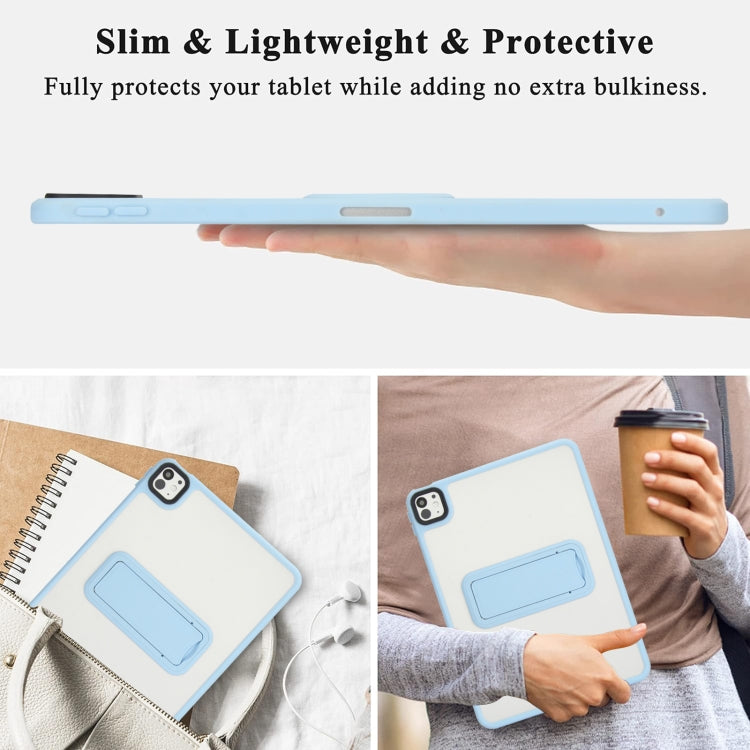 For iPad Pro 11 2018 Skin Feel Holder PC Hybrid TPU Tablet Case(Light Blue)