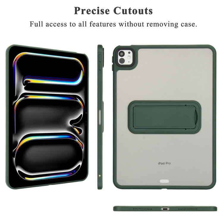For iPad Pro 11 2018 Skin Feel Holder PC Hybrid TPU Tablet Case(Dark Green)