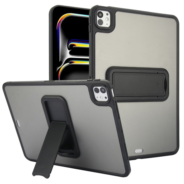 For iPad Pro 11 2024 Skin Feel Holder PC Hybrid TPU Tablet Case(Black)