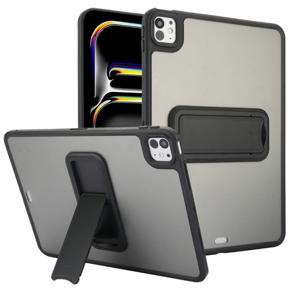 For iPad Pro 11 2024 Skin Feel Holder PC Hybrid TPU Tablet Case(Black)
