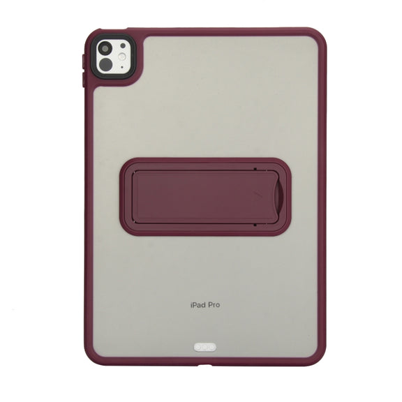 For iPad Pro 11 2024 Skin Feel Holder PC Hybrid TPU Tablet Case(Wine Red)