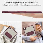 For iPad Pro 11 2024 Skin Feel Holder PC Hybrid TPU Tablet Case(Wine Red)