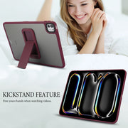 For iPad Pro 11 2024 Skin Feel Holder PC Hybrid TPU Tablet Case(Wine Red)