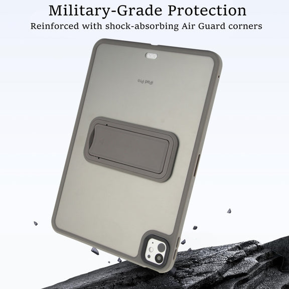 For iPad Pro 11 2024 Skin Feel Holder PC Hybrid TPU Tablet Case(Grey)