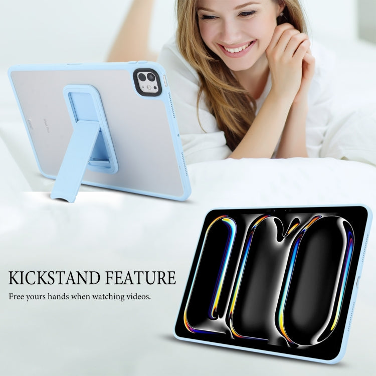 For iPad Pro 11 2024 Skin Feel Holder PC Hybrid TPU Tablet Case(Light Blue)