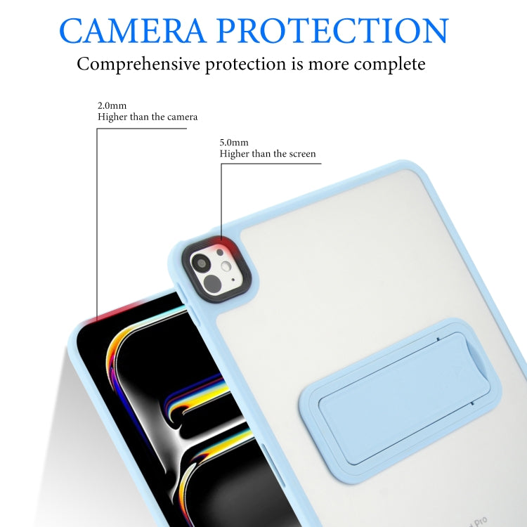 For iPad Pro 11 2024 Skin Feel Holder PC Hybrid TPU Tablet Case(Light Blue)