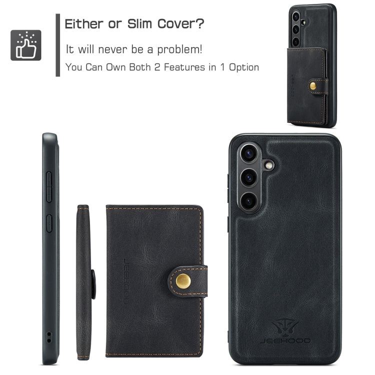 For Samsung Galaxy S24 FE 5G JEEHOOD J01 Retro Magnetic Detachable Wallet Phone Case(Black)