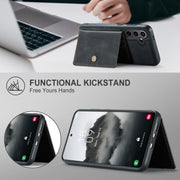 For Samsung Galaxy S24 FE 5G JEEHOOD J01 Retro Magnetic Detachable Wallet Phone Case(Black)