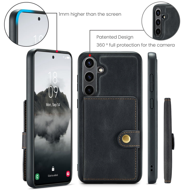 For Samsung Galaxy S24 FE 5G JEEHOOD J01 Retro Magnetic Detachable Wallet Phone Case(Black)