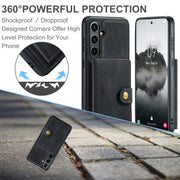 For Samsung Galaxy S24 FE 5G JEEHOOD J01 Retro Magnetic Detachable Wallet Phone Case(Black)