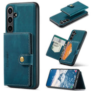 For Samsung Galaxy S24 FE 5G JEEHOOD J01 Retro Magnetic Detachable Wallet Phone Case(Blue)