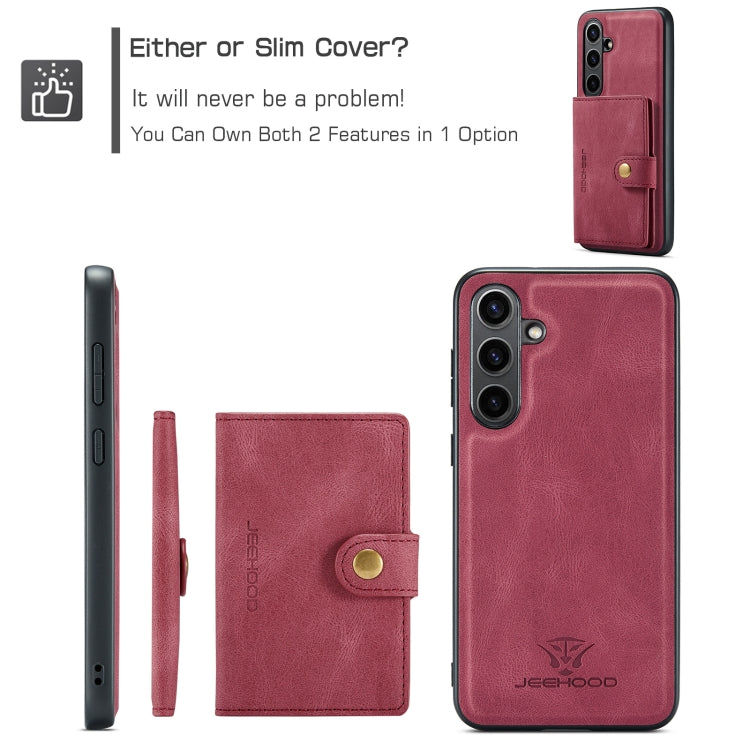 For Samsung Galaxy S24 FE 5G JEEHOOD J01 Retro Magnetic Detachable Wallet Phone Case(Red)