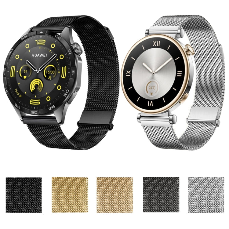 For Huawei Watch GT5 41mm Daul-section Magnetic Milan Steel Mesh Watch Band(Gold)