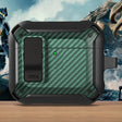 For AirPods 4 Bumblebee Carbon Fiber Shockproof Protective Case with Switch(Green) - For AirPods 4 by PMC Jewellery | Online Shopping South Africa | PMC Jewellery | Buy Now Pay Later Mobicred