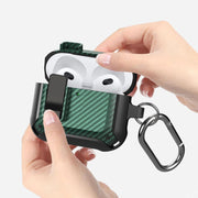 For AirPods 4 Bumblebee Carbon Fiber Shockproof Protective Case with Switch(Red)