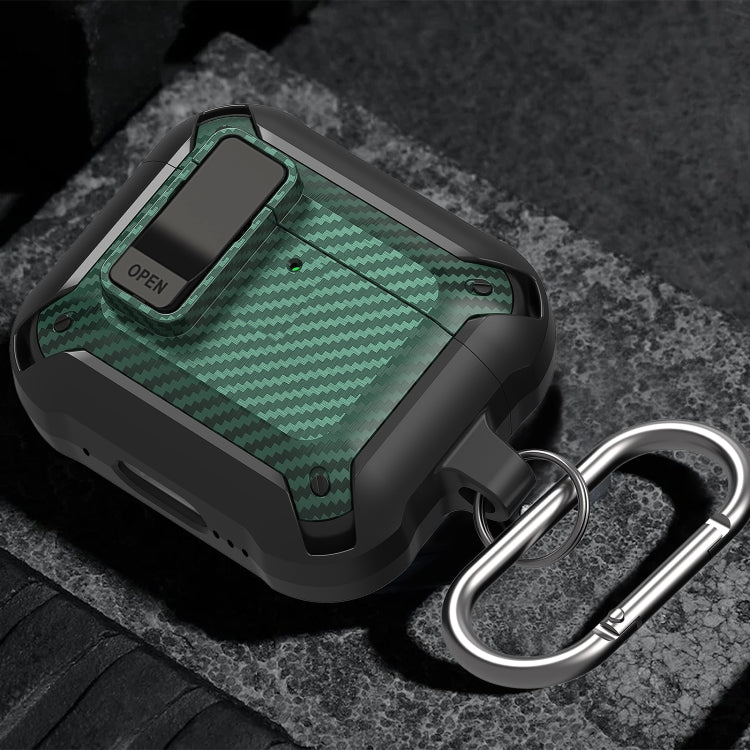 For AirPods 4 Bumblebee Carbon Fiber Shockproof Protective Case with Switch(Red)