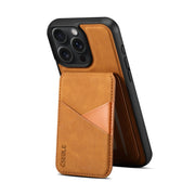 For iPhone 16 ESEBLE E2 Retro Texture Card Slots MagSafe RFID Leather Case(Yellow)