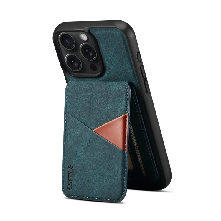 For iPhone 16 ESEBLE E2 Retro Texture Card Slots MagSafe RFID Leather Case(Dark Green)