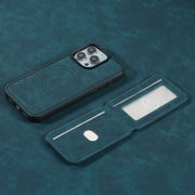 For iPhone 16 ESEBLE E2 Retro Texture Card Slots MagSafe RFID Leather Case(Dark Green)
