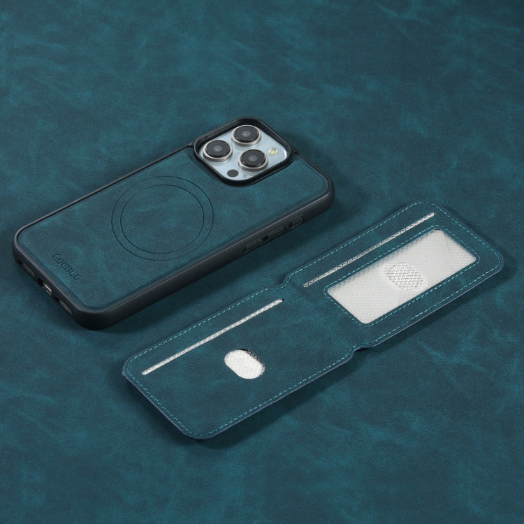 For iPhone 16 Plus ESEBLE E2 Retro Texture Card Slots MagSafe RFID Leather Case(Dark Green)